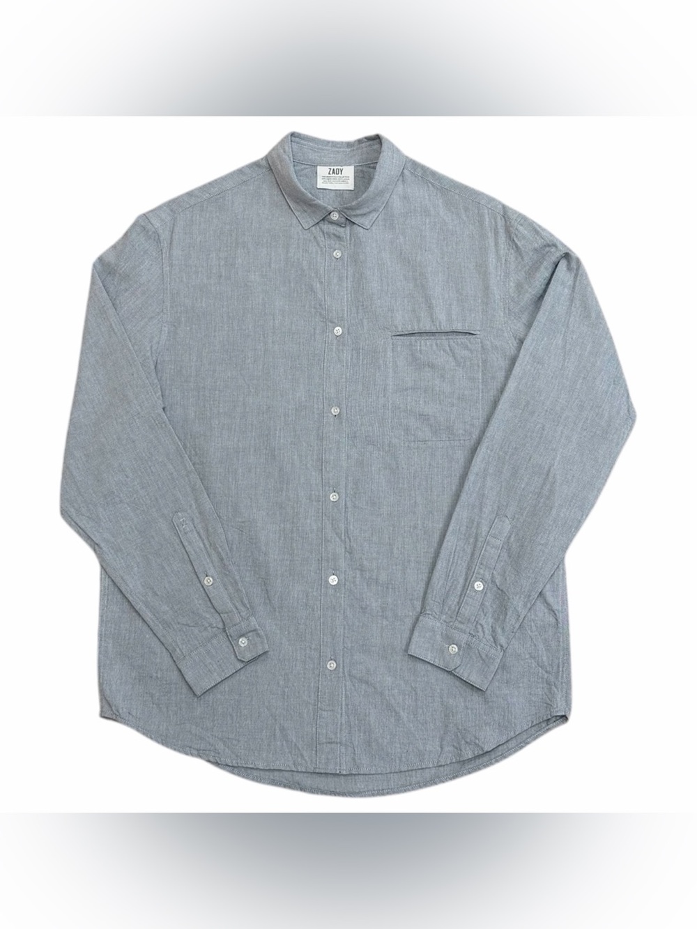 Zady Women’s .05 The Boy Friend Button Up Casual Organic Cotton Shirt Sz Medium
